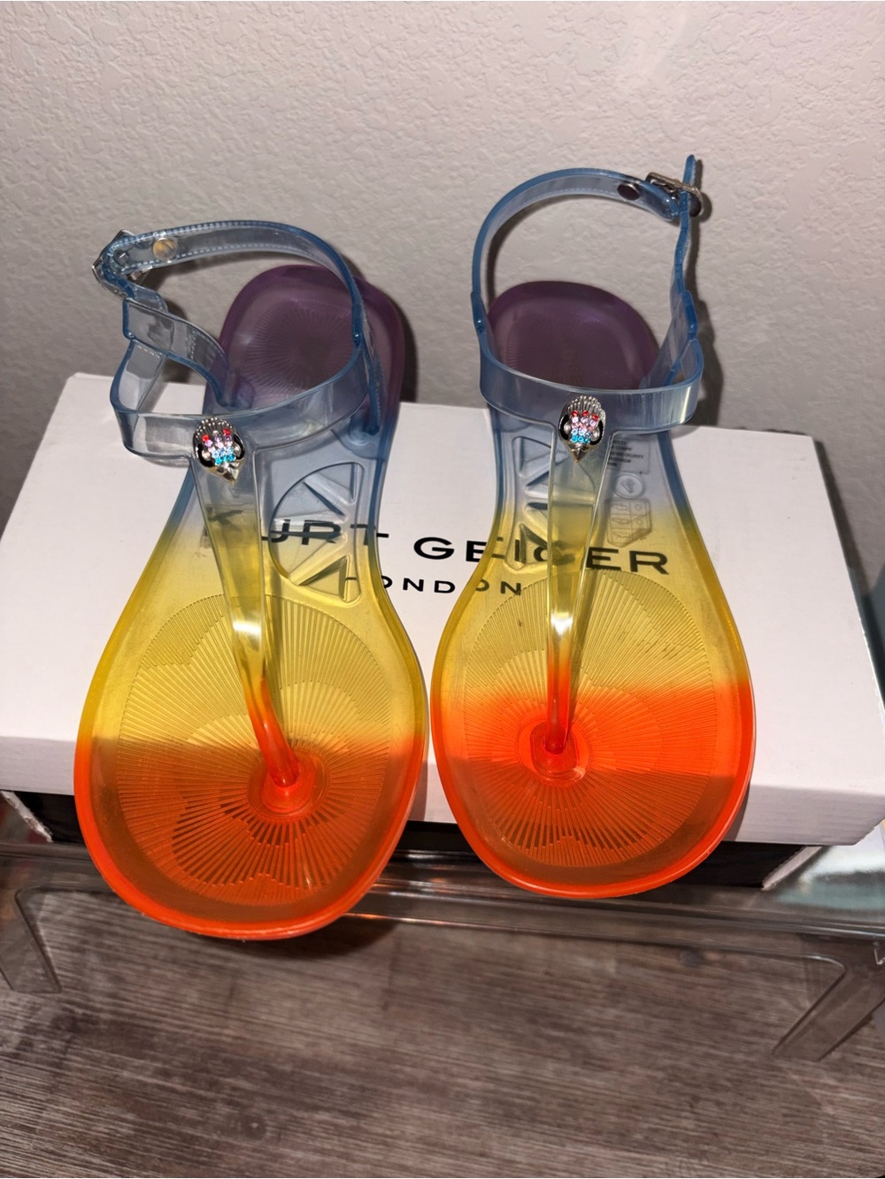 Kurt Geiger Kids' Ombre Jelly Sandals in Yellow, Orange & Blue